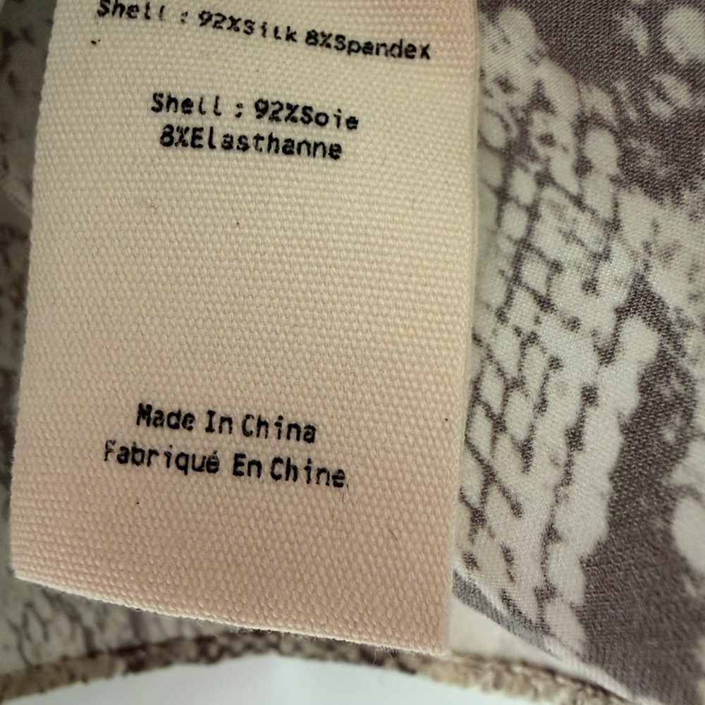 L'AGENCE Neutral Snakeskin Silk Blouse - Picture 3 of 5